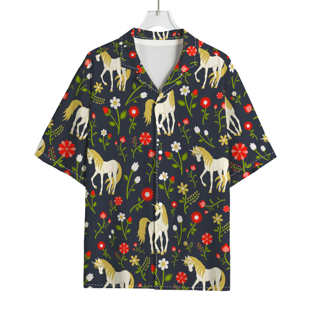 Magic Floral Unicorn Pattern Print Rayon Hawaiian Shirt