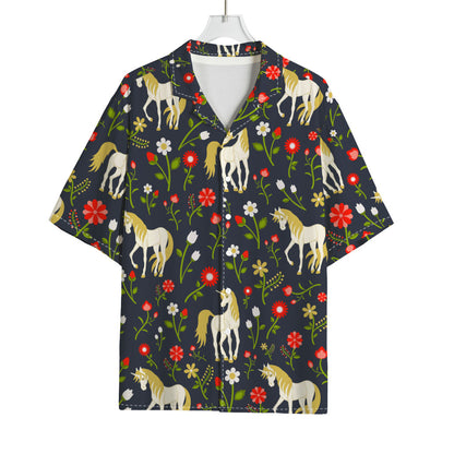 Magic Floral Unicorn Pattern Print Rayon Hawaiian Shirt