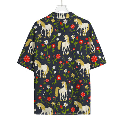 Magic Floral Unicorn Pattern Print Rayon Hawaiian Shirt