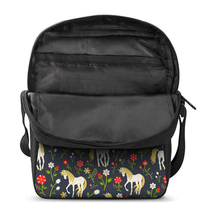 Magic Floral Unicorn Pattern Print Rectangular Crossbody Bag