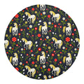 Magic Floral Unicorn Pattern Print Round Blanket