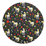 Magic Floral Unicorn Pattern Print Round Blanket