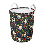 Magic Floral Unicorn Pattern Print Round Laundry Basket