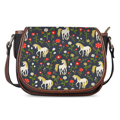 Magic Floral Unicorn Pattern Print Saddle Bag