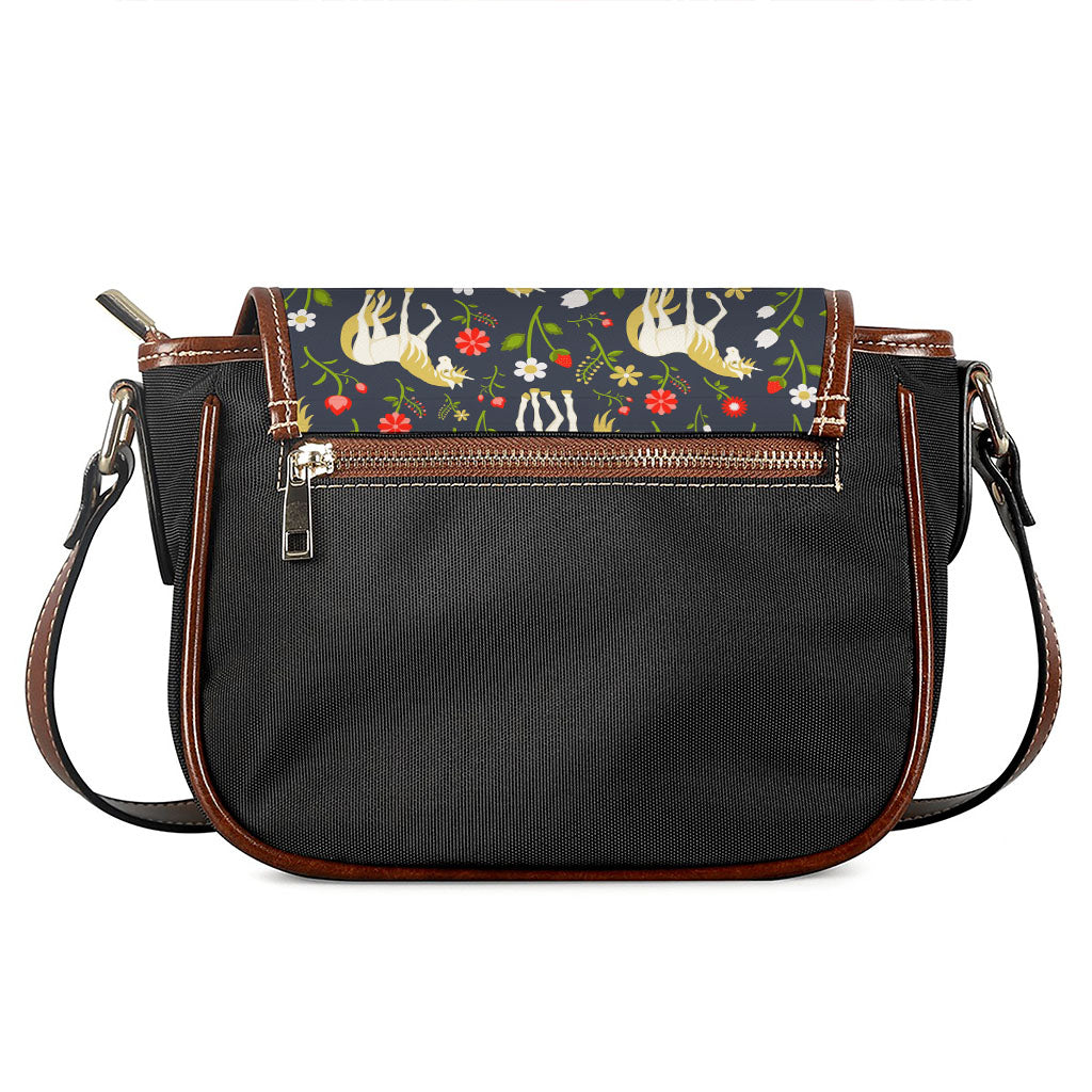 Magic Floral Unicorn Pattern Print Saddle Bag