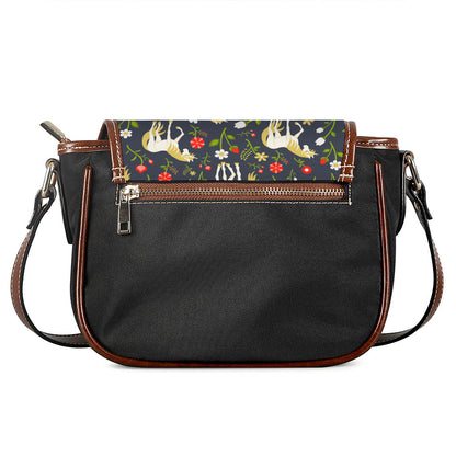 Magic Floral Unicorn Pattern Print Saddle Bag