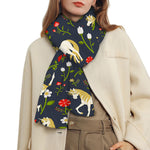 Magic Floral Unicorn Pattern Print Scarf