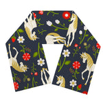 Magic Floral Unicorn Pattern Print Scarf
