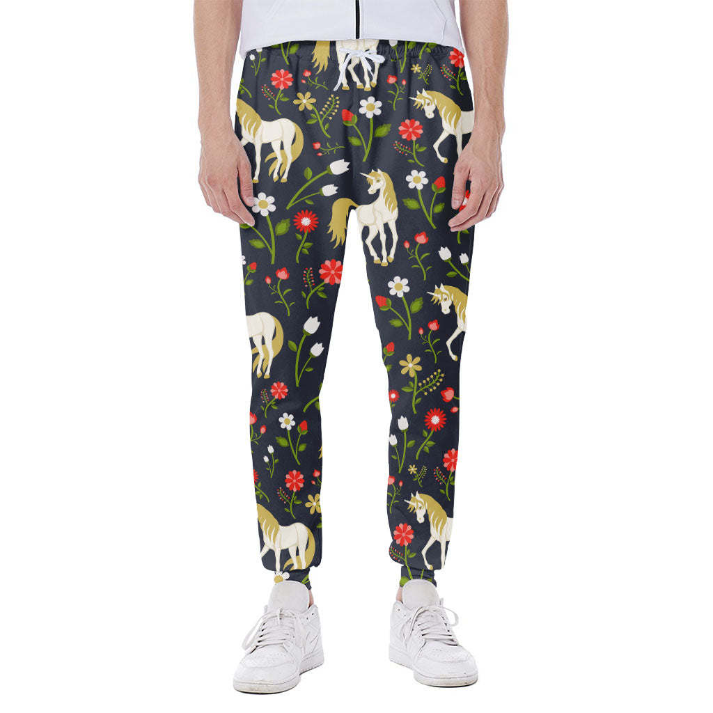 Magic Floral Unicorn Pattern Print Scuba Joggers