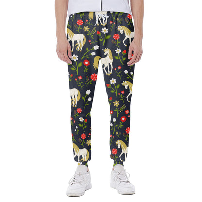 Magic Floral Unicorn Pattern Print Scuba Joggers