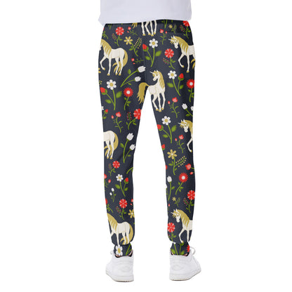Magic Floral Unicorn Pattern Print Scuba Joggers