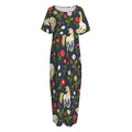 Magic Floral Unicorn Pattern Print Short Sleeve Long Nightdress