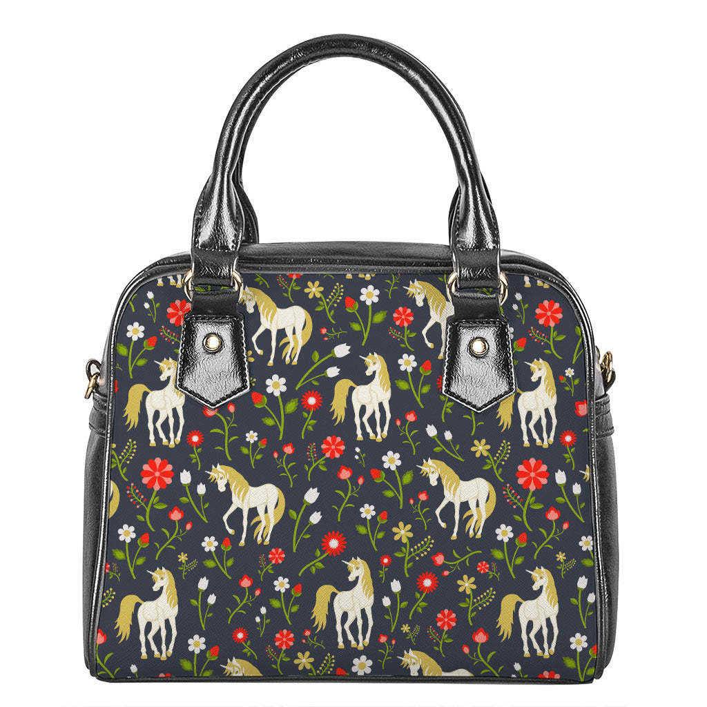 Magic Floral Unicorn Pattern Print Shoulder Handbag