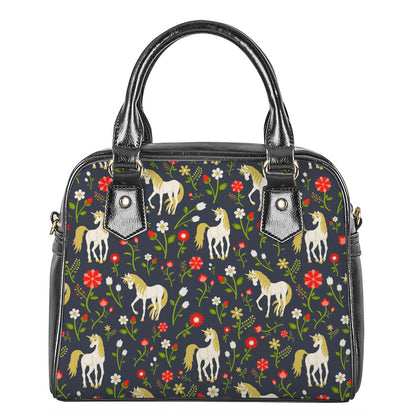 Magic Floral Unicorn Pattern Print Shoulder Handbag