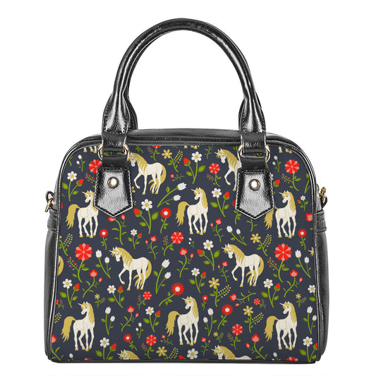 Magic Floral Unicorn Pattern Print Shoulder Handbag