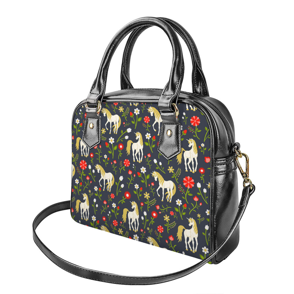Magic Floral Unicorn Pattern Print Shoulder Handbag