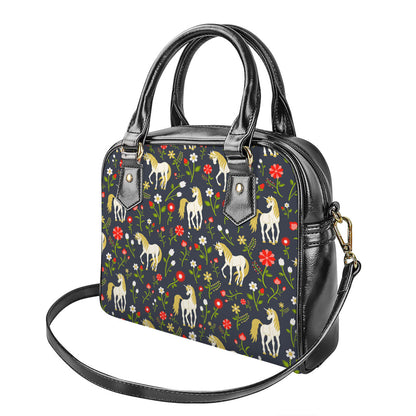 Magic Floral Unicorn Pattern Print Shoulder Handbag