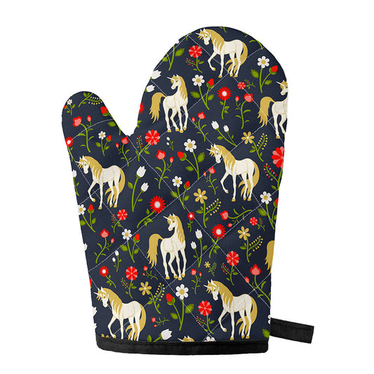 Magic Floral Unicorn Pattern Print Single Oven Mitt