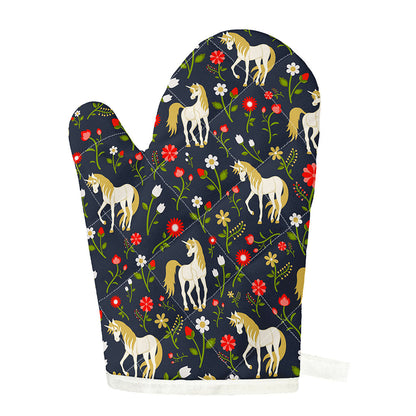 Magic Floral Unicorn Pattern Print Single Oven Mitt