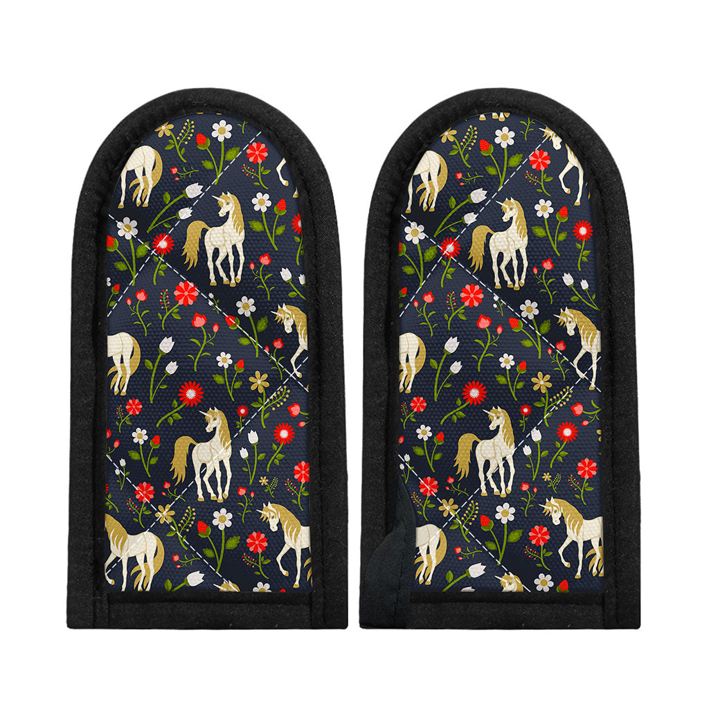 Magic Floral Unicorn Pattern Print Skillet Handle Cover