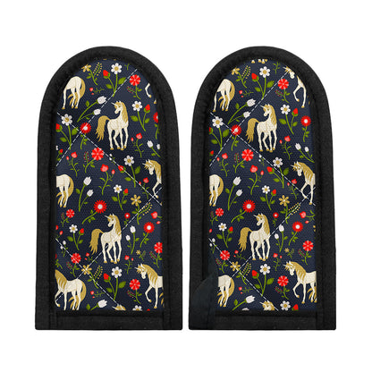 Magic Floral Unicorn Pattern Print Skillet Handle Cover