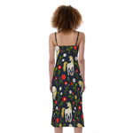 Magic Floral Unicorn Pattern Print Slim Fit Midi Cami Dress