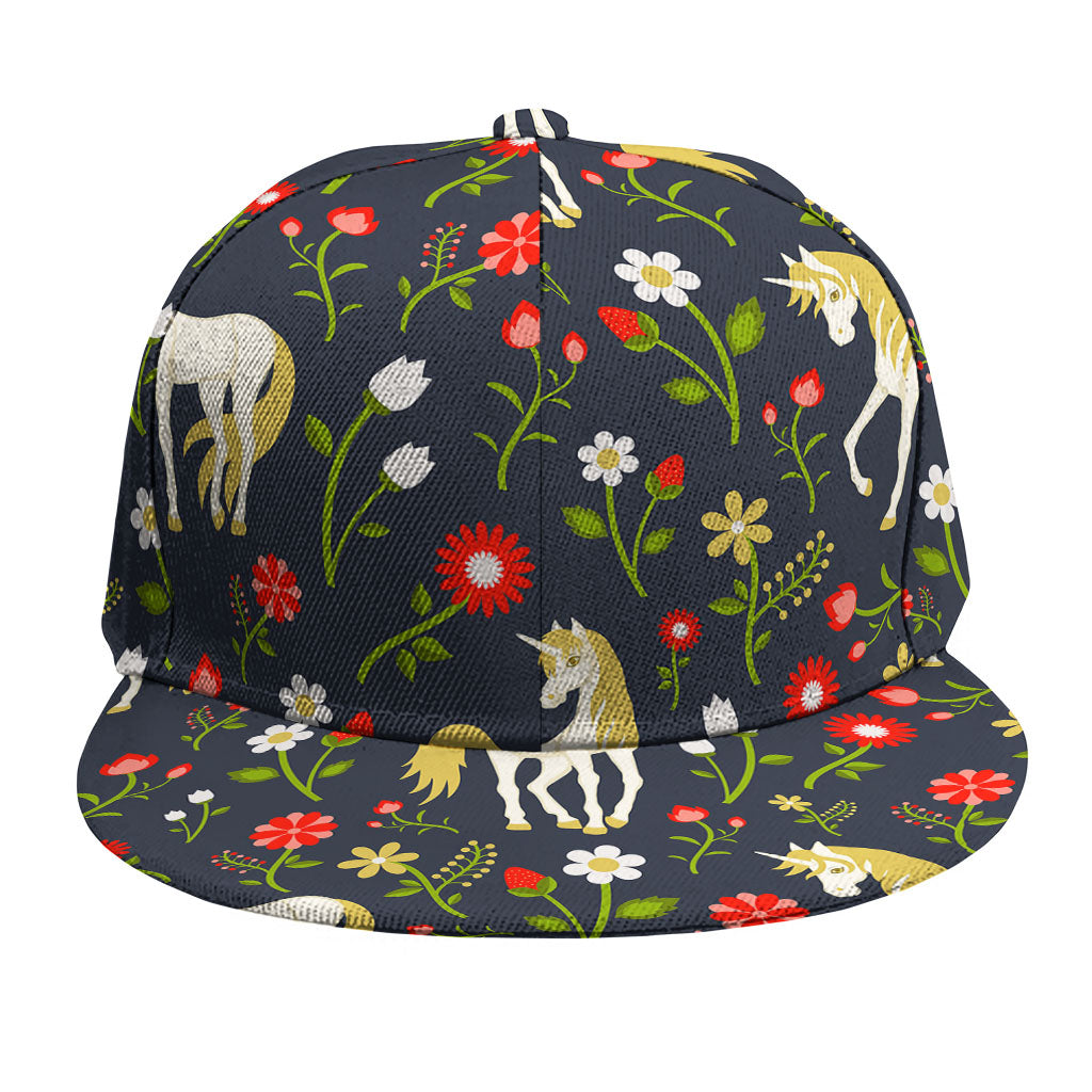 Magic Floral Unicorn Pattern Print Snapback Cap