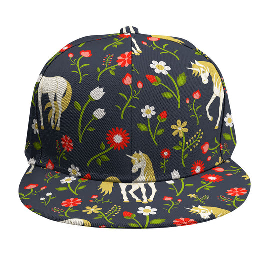 Magic Floral Unicorn Pattern Print Snapback Cap