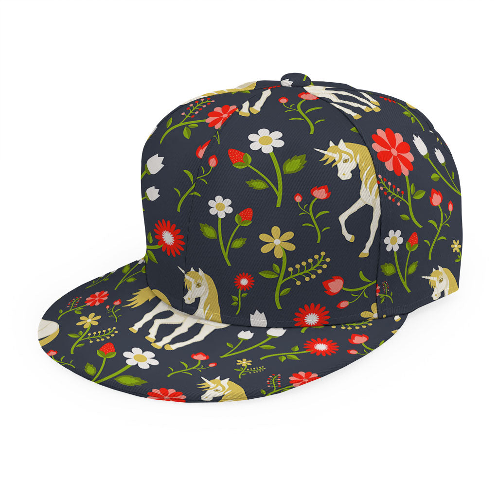 Magic Floral Unicorn Pattern Print Snapback Cap