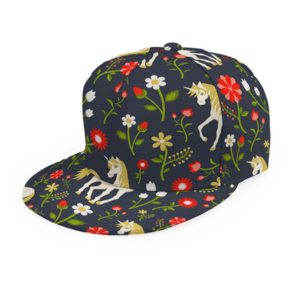 Magic Floral Unicorn Pattern Print Snapback Cap