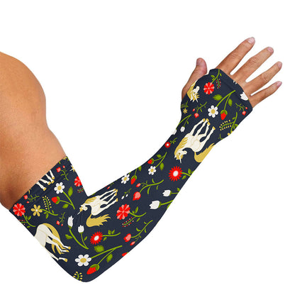Magic Floral Unicorn Pattern Print Sun Protection Arm Sleeves