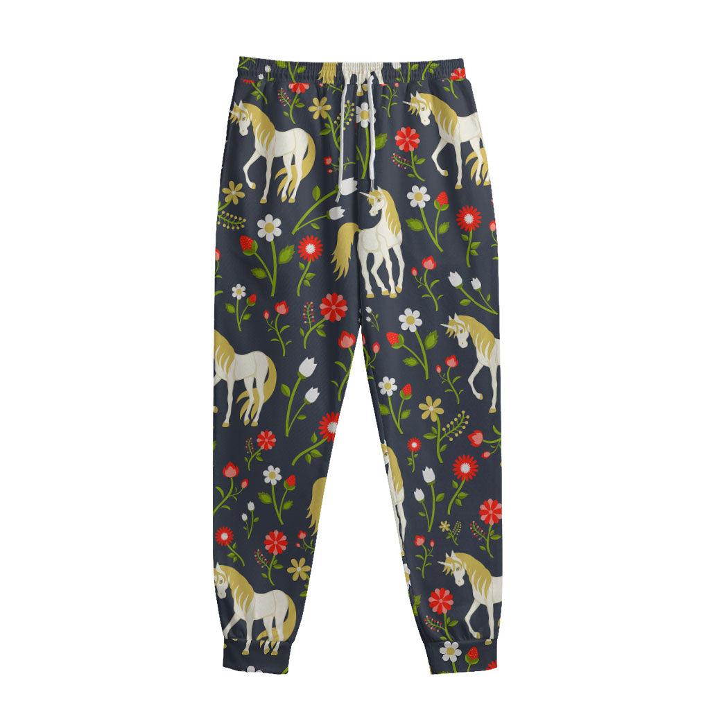 Magic Floral Unicorn Pattern Print Sweatpants