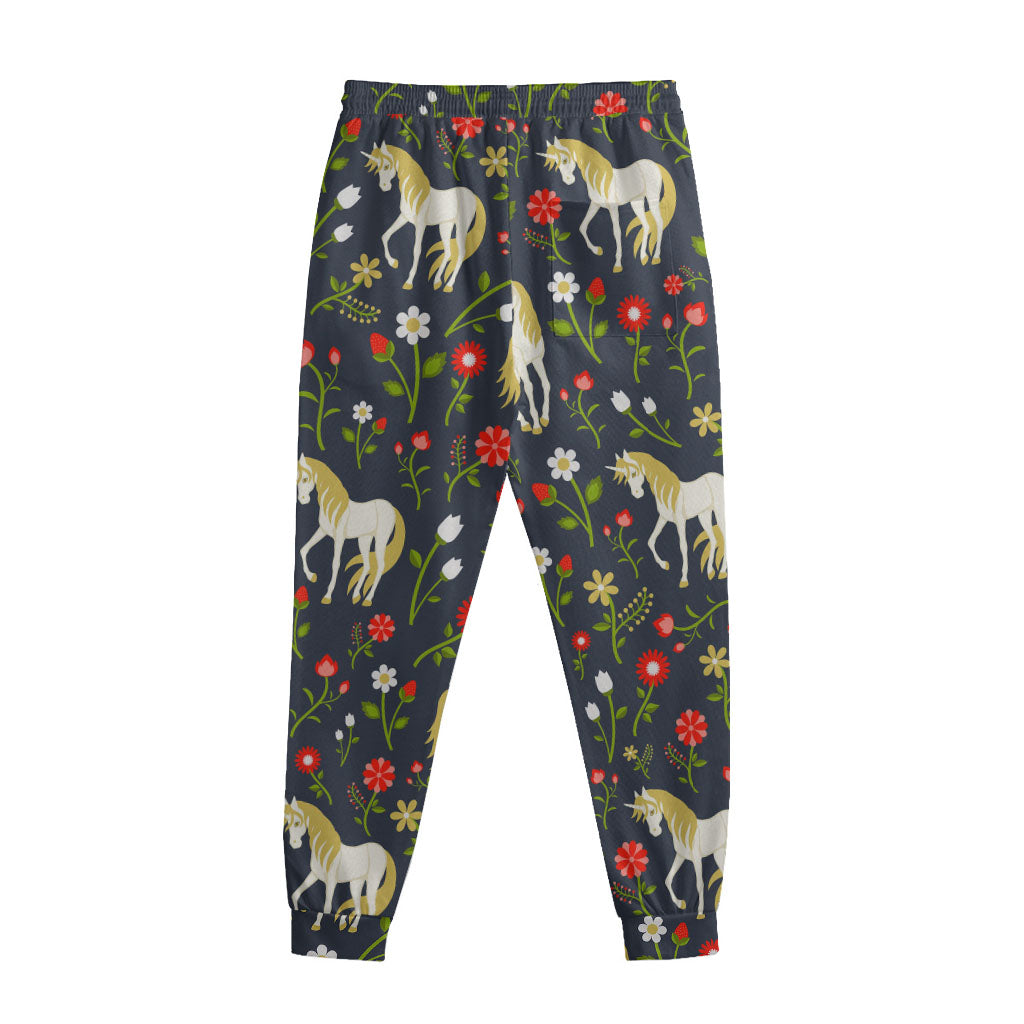 Magic Floral Unicorn Pattern Print Sweatpants