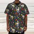Magic Floral Unicorn Pattern Print Textured Short Sleeve Shirt