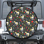 Magic Floral Unicorn Pattern Print Tire Cover