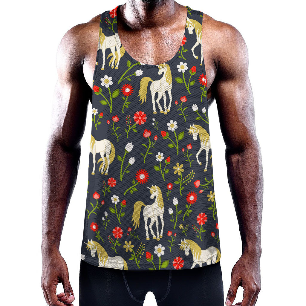 Magic Floral Unicorn Pattern Print Training Tank Top