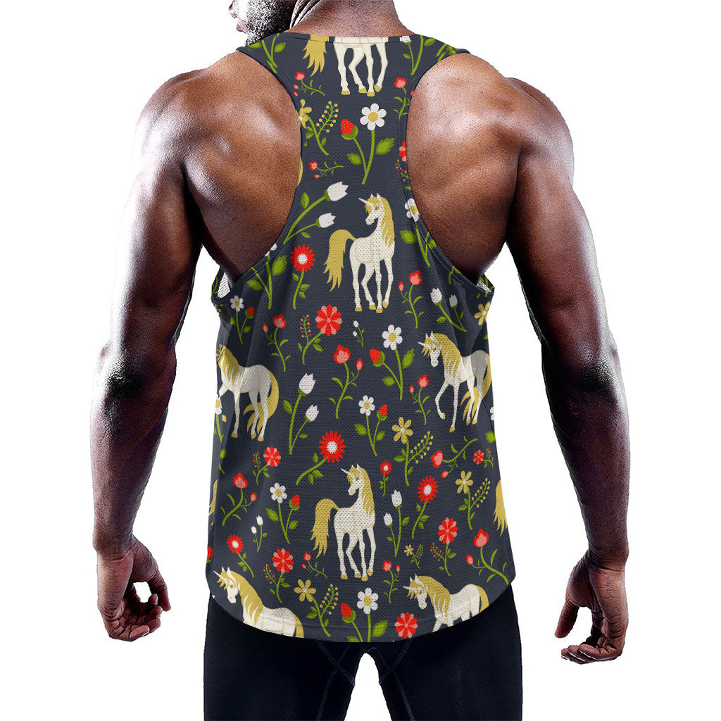 Magic Floral Unicorn Pattern Print Training Tank Top