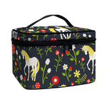 Magic Floral Unicorn Pattern Print Travel Makeup Bag