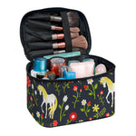 Magic Floral Unicorn Pattern Print Travel Makeup Bag