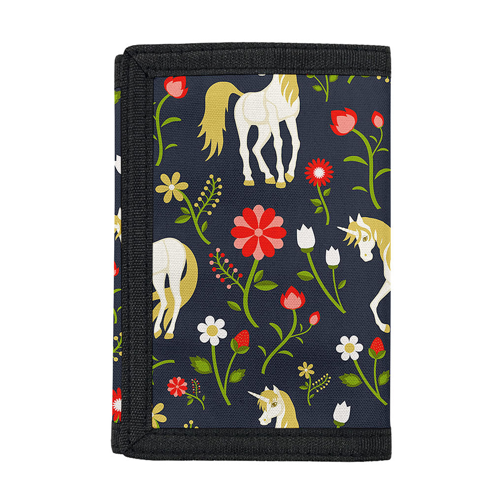 Magic Floral Unicorn Pattern Print Trifold Wallet