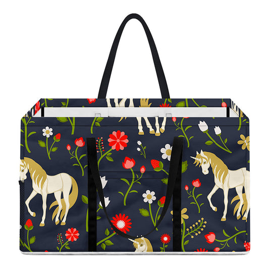 Magic Floral Unicorn Pattern Print Utility Tote Bag