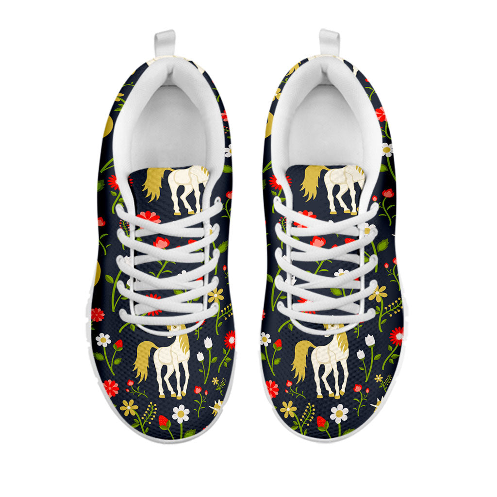 Magic Floral Unicorn Pattern Print White Running Shoes