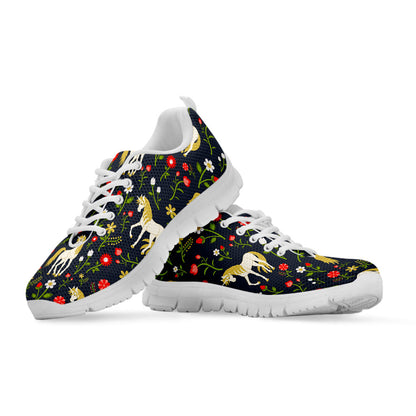 Magic Floral Unicorn Pattern Print White Running Shoes