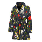 Magic Floral Unicorn Pattern Print Women's Bathrobe