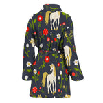 Magic Floral Unicorn Pattern Print Women's Bathrobe