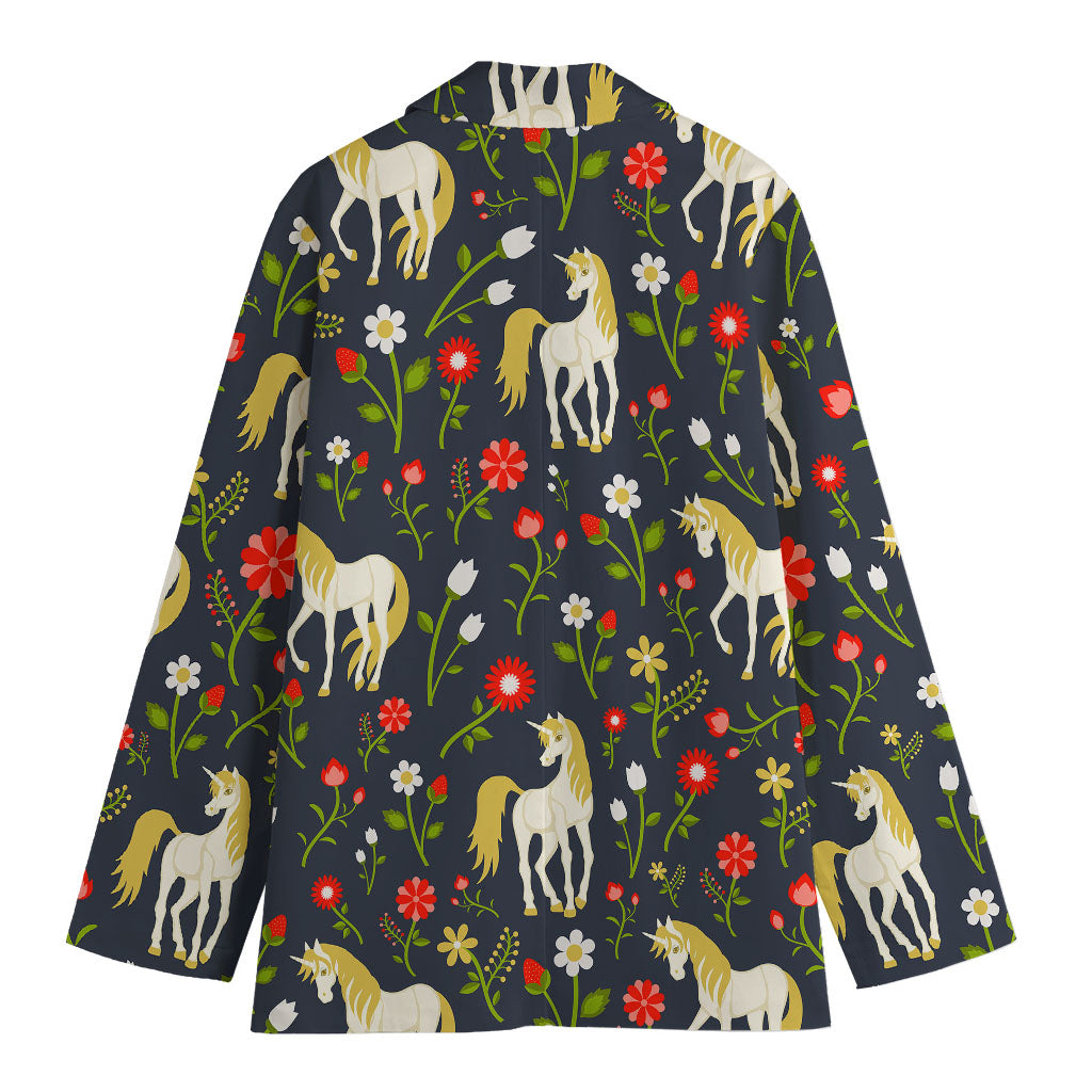 Magic Floral Unicorn Pattern Print Women's Blazer