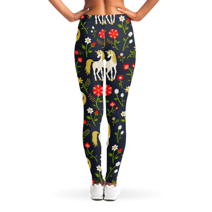 Magic Floral Unicorn Pattern Print Women's Leggings