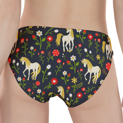 Magic Floral Unicorn Pattern Print Women's Panties