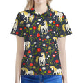Magic Floral Unicorn Pattern Print Women's Polo Shirt