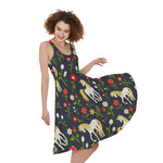 Magic Floral Unicorn Pattern Print Women's Sleeveless Dress